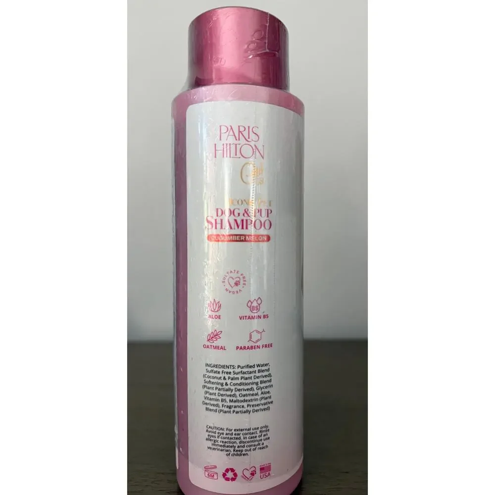 Paris Hilton Dog & Pup Shampoo Cucumber Melon Coconut Oil Aloe Vera 16oz Groomin